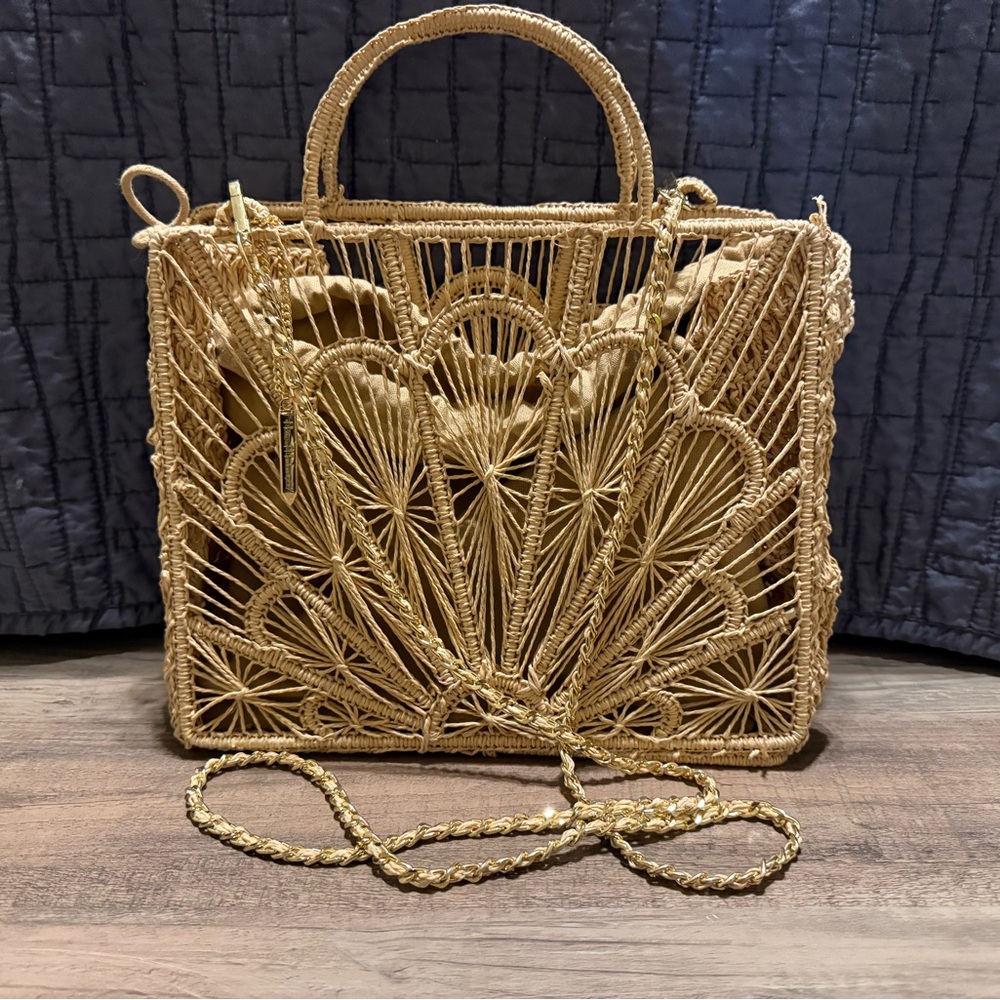 Elegant Woven Handbag in Gold TJ Maxx